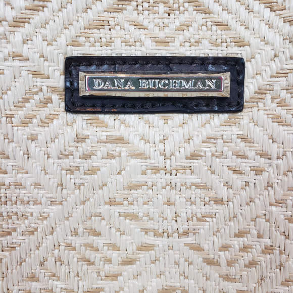 Dana Buchman Womens Leather & Straw Tote Bag - Picture 2 of 8